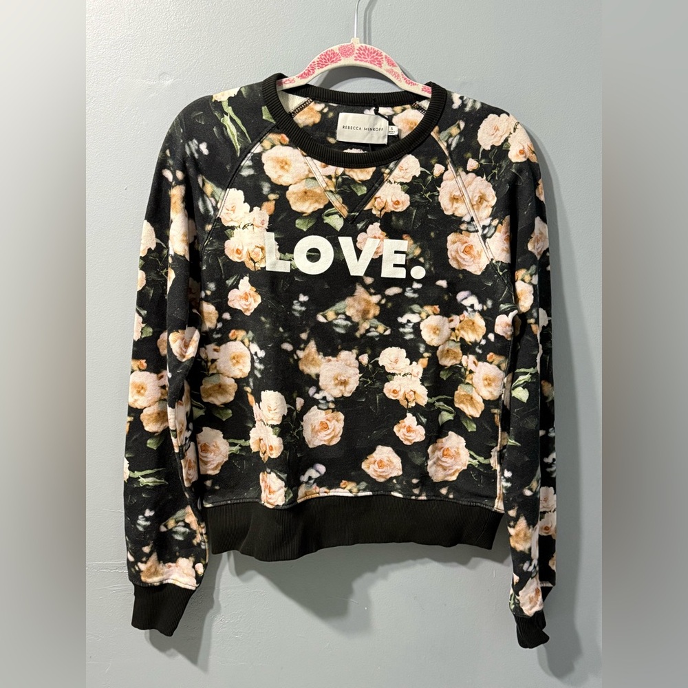 NWOT Rebecca Minkoff Floral‎ Rose LOVE Sweater Women’s Top Size Small